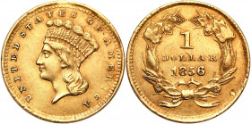 USA (United States of America)
USA. $ 1 1856 Type III, Philadelphia 

Ładny egzemplarz.Friedberg 84

Details: 1,64 g Au 
Condition: 2/2- (EF/EF-...