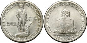 USA (United States of America)
USA. 1/2 dollar 1925 Lexington - Concord 

Ładnie zachowana moneta, wybita z okazji 50 rocznicy bitwy pod Lexington ...