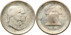 USA (United States of America)
USA. 1/2 dollar 1926 - Declaration of Independence 

Wybite z okazji 150 rocznicy deklaracji Niepodległości.Patyna.K...