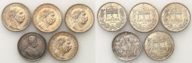 Ungarn
Hungary, Francis Joseph I (1848-1916). 1 crown 1896-1916, set of 5 coins 

Monety w różnym stanie zachowania.&nbsp;

Details: 25 g Ag łącz...