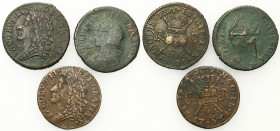 Great Britain
Ireland. James II (1685-1691). 12 Pence 1689 x 2, Halfpenny 1691, Set of 3 Coins 

Rzadsze monety nawet w tym stanie zachowania.Seaby...