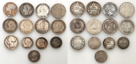 Great Britain
Great Britain. Victoria (1837-1901). 6 pence, shilling 1844-1901, set of 13 coins 

Zróżnicowany zestaw monet, łącznie 13 sztuk.&nbsp...