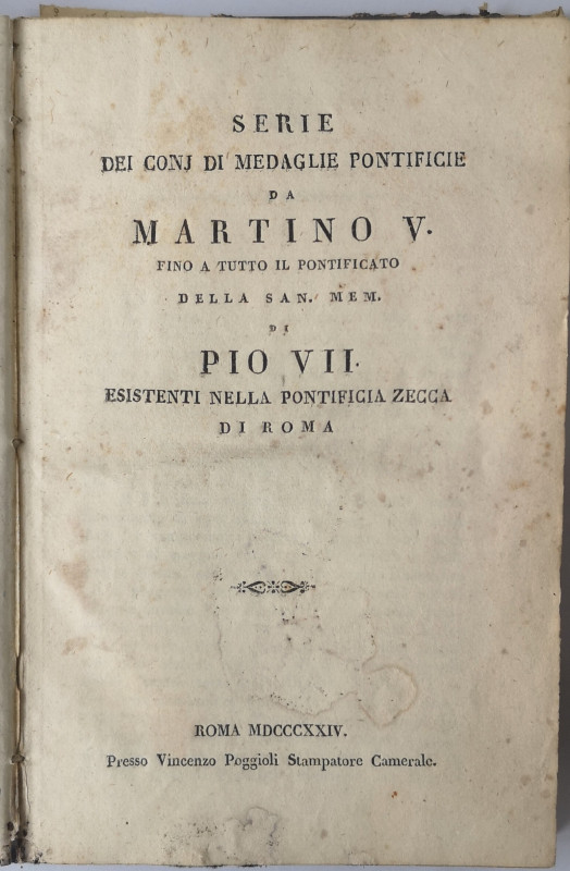 Libri. Serie dei coni medaglie pontificie da Martino V di Pio VII esistenti nell...