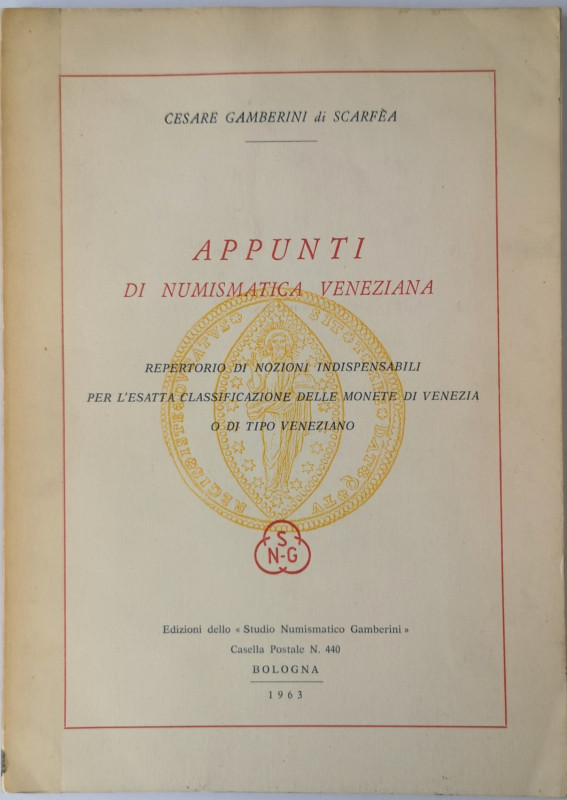 Libri. Appunti di numismatica veneziana, (imitazioni e contraffazioni). Cesare G...