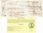 Scripofilia. Lettera di cambio da 94 Ducati e 32 Grana pagabile il 10 /02/1847, domiciliata per il pagamento in Napoli, visto per l'accettazione manos...