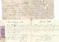 Scripofilia. Napoli. Lettera di cambio Lotto di due pezzi. 1810-1868. qMB-BB. Pieghe, mancanze nella carta, conservazione naturale.  