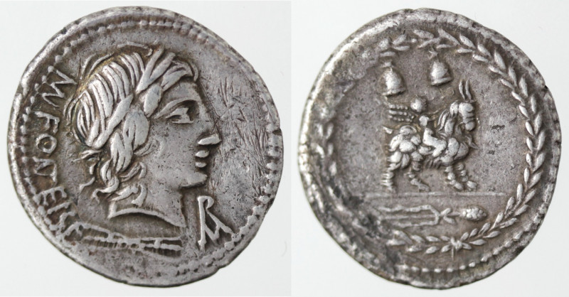 Monetazione Classica. Repubblica Romana. Mn. Fonteius C.f.. 85 a.C. Denario. Ag....