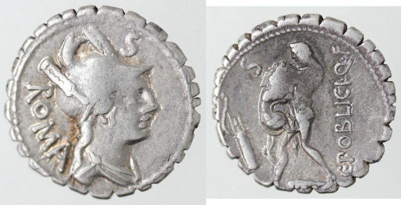 Monetazione Classica. Repubblica Romana. C. Poblicius Q.f.. 80 a.C.. Denario. Ag...