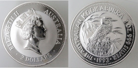 Monete Estere. Australia. Elisabetta II. dal 1952. 2 dollari 1993. Ag 999. Peso gr. 63,00. 2 oz. Proof. (5621)