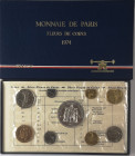Monete Estere. Francia. Serie Divisionale 1974. 9 Valori Nominali con 50 Franchi in Ag. In confezione originale. FDC.