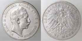 Monete Estere. Germania Prussia. Guglielmo II. 1888-1918. 5 Marchi 1902 A. Ag. KM#523. Peso gr. 27,65. Diametro mm. 39. BB. (5621)