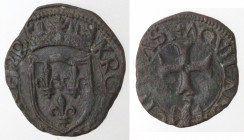 Zecche Italiane. L'Aquila. Carlo VIII. 1495. Cavallo. Ae. D'A. And. 139.  Peso gr. 1,47. Diametro mm. 18. SPL. R. (5621)