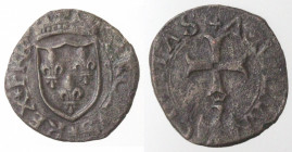 Zecche Italiane. L'Aquila. Carlo VIII. 1495. Cavallo. Ae. D'A. And. 139.  Peso gr. 1,80. Diametro mm. 18. BB. R. (5621)
