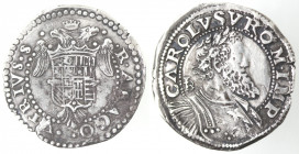 Zecche Italiane. Napoli. Carlo V. 1516-1554. Mezzo Ducato. Ag. Mag. 29/2. Peso gr. 14,88. Diametro mm. 36. qSPL. Busto grande, rovescio diverso. RRR. ...