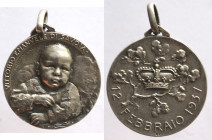 Medaglie. Vittorio Emanuele III. 1900-1943. Medaglia 1937 per la nascita di Vittorio Emanuele di Savoia. Ag. Opus: Del Castagnè. Diametro mm. 23. Peso...