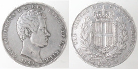 Casa Savoia. Carlo Alberto. 1831-1849. 5 lire 1849 Genova. Ag. Gig. 89. Peso gr. 24,73. BB. Colpetti al bordo. (D.4521)