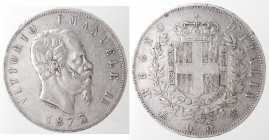Casa Savoia. Vittorio Emanuele II. 1861-1878. 5 Lire 1873 Milano. Ag. Gig 46. Peso gr. 24,77. BB. (6221)