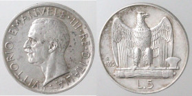 Casa Savoia. Vittorio Emanuele III. 1900-1943. 5 lire 1929. Ag. Gig. 76. Peso gr. 5,00. Diametro mm. 23. SPL. Patina. (6021)