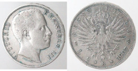 Casa Savoia. Vittorio Emanuele III. 1900-1943. 2 Lire 1907 Aquila sabauda. Ag. Gig. 95. Peso gr. 9,93. BB. (D.6221)