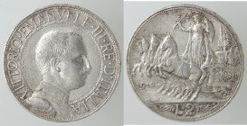 Casa Savoia. Vittorio Emanuele III. 1900-1943. 2 Lire 1912 Quadriga veloce. Ag. Gig 99. Peso gr. 10,00. SPL. (6721)