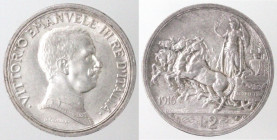 Casa Savoia. Vittorio Emanuele III. 1900-1943. 2 Lire 1916 Quadriga Briosa. Ag. Gig 103. Peso gr. 10,00. qFDC. (D.5221)