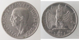 Casa Savoia. Vittorio Emanuele III. 1900-1943. 1 Lira Impero 1936 Anno XIV. Ni. Peso gr. 7,84. Gig. 153. qBB-BB. R. (D.5221)