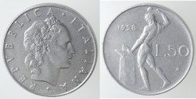 Repubblica Italiana. 50 Lire 1958. Ac. Gig. 147. Peso gr. 6,30. qSPL. R. (6721)