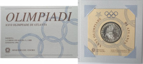 Repubblica Italiana. 1000 Lire. Olimpiade di Atlanta 1996. Ag. Gig. 470. FDC. Confezione della zecca. (DV5621)