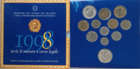Repubblica Italiana. Serie divisionale 1998. 12 valori con 500 lire e 1000 Lire Bernini. Ag. Gig.25. FDC. Confezione originale della Zecca. (DV5621)