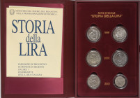 Repubblica Italiana. Storia della Lira. 1999. Cofanetto completo con 6 monete in Ag. FDC. Senza Scatolino Esterno. (DV5621)