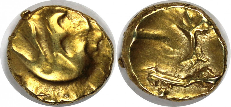 Keltische Münzen, BELGICA. ANONYM. AV 1/4 Stater 60-25 v. Chr. (1,48 g). Vs.: Sc...