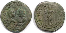 Römische Münzen, MÜNZEN DER RÖMISCHEN KAISERZEIT. Moesia Inferior, Odessus. Gordianus III. Pius und Tranquillina. Ae 27 (5 Assaria), 238-244 n. Chr. (...