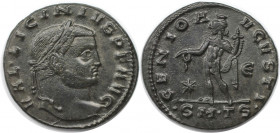 Römische Münzen, MÜNZEN DER RÖMISCHEN KAISERZEIT. Licinius I. (308-324 n. Chr). Follis (6.41 g. 25 mm). Vs.: VAL LICINIVS PF AVG, Büste mit Lorbeerkra...