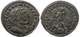 Römische Münzen, MÜNZEN DER RÖMISCHEN KAISERZEIT. Maximinus II. (310-313 n. Chr). Follis (3.63 g. 24 mm). Vs.: IMP C MAXIMINVS PF AVG, Kopf mit Lorbee...