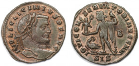 Römische Münzen, MÜNZEN DER RÖMISCHEN KAISERZEIT. Licinius I. (308-324 n. Chr). Follis 313 n. Chr., Sisca. (3.68 g. 22.5 mm) Vs.: IMP LIC LICINIVS PF ...