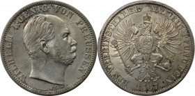 Altdeutsche Münzen und Medaillen, PREUßEN. Wilhelm I. (1861-1888). Vereinstaler 1867 A. Silber. Jaeger 96, AKS 99. Vorzüglich-Stempelglanz. Kratzer. F...