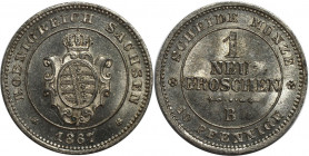 Altdeutsche Münzen und Medaillen, SACHSEN. Johann (1854-1873). 1 Neugroschen 1867 B. Billon. KM 1219. AKS 147. Stempelglanz