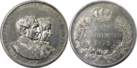 Altdeutsche Münzen und Medaillen, SACHSEN - ALBERTINE. Johann (1854-1873). Doppeltaler 1872 B, auf die Goldene Hochzeit. KM 1231. Vorzüglich