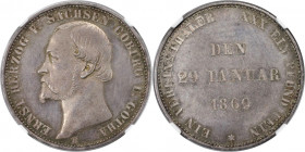 Altdeutsche Münzen und Medaillen, SACHSEN - COBURG - GOTHA. Ernst II. (1844-1893). Taler 1869 B, Dresden. Silber. KM C122. NGC MS 64