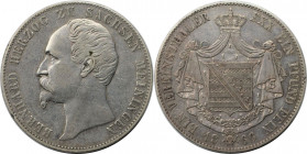 Altdeutsche Münzen und Medaillen, SACHSEN - MEININGEN. Bernhard Erich Freund (1803-1866). Vereinstaler 1866. Silber. KM 167, Jaeger 450, AKS 184. Sehr...