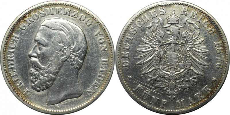 Deutsche Münzen und Medaillen ab 1871, REICHSSILBERMÜNZEN, Baden. Friedrich I. (...
