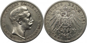Deutsche Münzen und Medaillen ab 1871, REICHSSILBERMÜNZEN, Preußen, Wilhelm II. (1888-1918). 3 Mark 1909 A, Silber. Jaeger 103. Vorzüglich