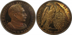 Deutsche Münzen und Medaillen ab 1871, REICHSSILBERMÜNZEN, Preußen. Wilhelm II. (1888-1918). Kupfer Proof 3 Mark 1913 G, Karlsruhe. Sch-113 G1. PCGS P...