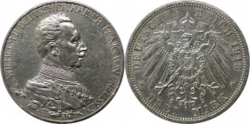 Deutsche Münzen und Medaillen ab 1871, REICHSSILBERMÜNZEN, Preußen, Wilhelm II. (1888-1918). 3 Mark 1913 A, 25 jähriges Regierungsjubiläum. Silber. Ja...