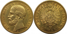 Deutsche Münzen und Medaillen ab 1871, REICHSGOLDMÜNZEN, Braunschweig-Lüneburg. Wilhelm (1831-1884). 20 Mark 1875 A. Gold. 7,92 g. Jaeger 203. Sehr sc...