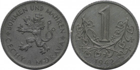 Deutsche Münzen und Medaillen ab 1871, DEUTSCHE NEBENGEBIETE. Protektorat Böhmen und Mähren. 1 Krone 1942. Zink. KM 4, Jaeger 623. Fast Stempelglanz...