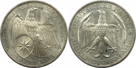 Deutsche Münzen und Medaillen ab 1871, WEIMARER REPUBLIK. Waldeck. 3 Reichsmark 1929 A, Silber. Jaeger 337. Vorzüglich-Stempelglanz