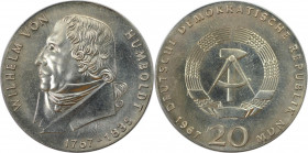 Deutsche Münzen und Medaillen ab 1945, Deutsche Demokratische Republik bis 1990. Zum 200. Geburtstag von Wilhelm von Humboldt. 20 Mark 1967, Silber. J...