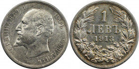 Europäische Münzen und Medaillen, Bulgarien / Bulgaria. Ferdinand I. 1 Lew 1913. Silber. KM 31. Vorzüglich-stempelglanz