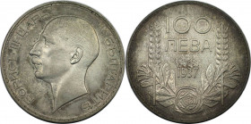 Europäische Münzen und Medaillen, Bulgarien / Bulgaria. 100 Lewa 1937. 20,0 g. 0.500 Silber. 0.32 OZ. KM 45. Fast Stempelglanz